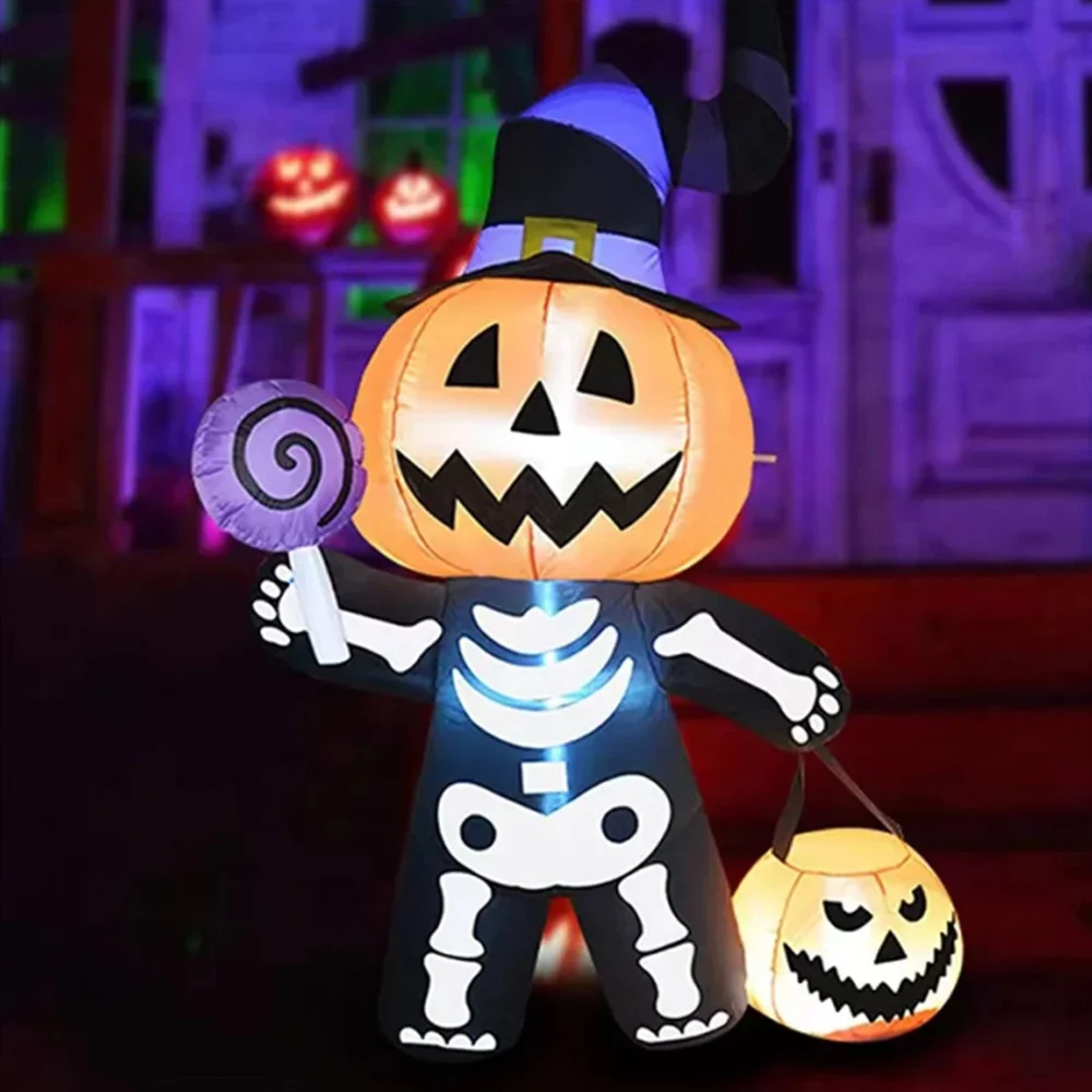 1.7M Halloween Inflatable Pumpkin Skeleton - Image 3