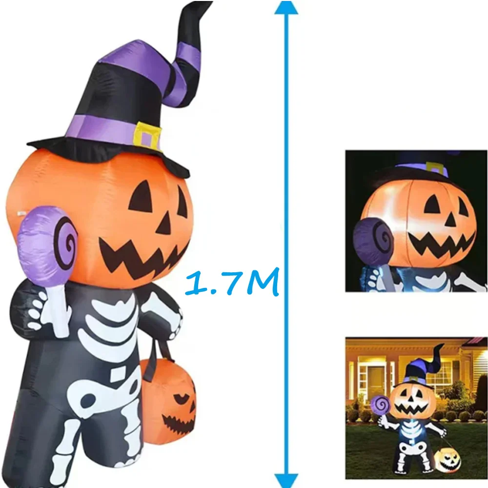 1.7M Halloween Inflatable Pumpkin Skeleton - Image 6