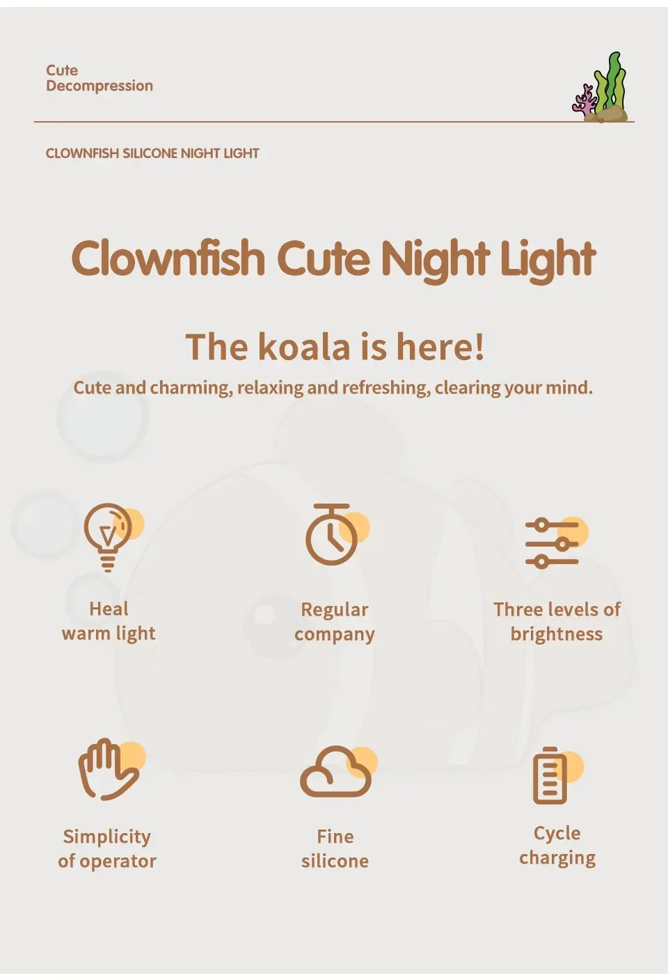 Cute Clownfish LED Night Light Lamp - Image 8