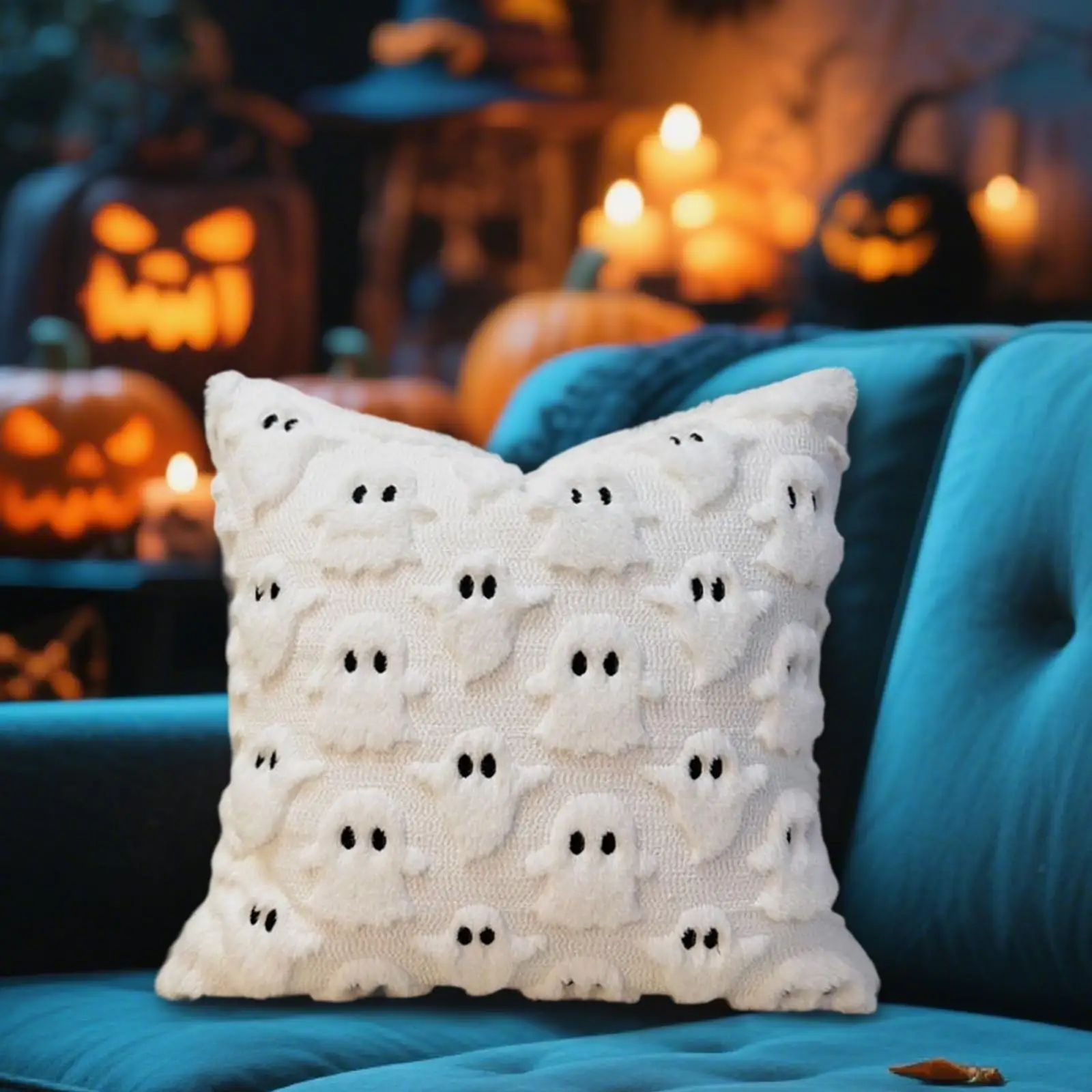 Ghost & Bat Decorative Pillow Cover Halloween - Image 6
