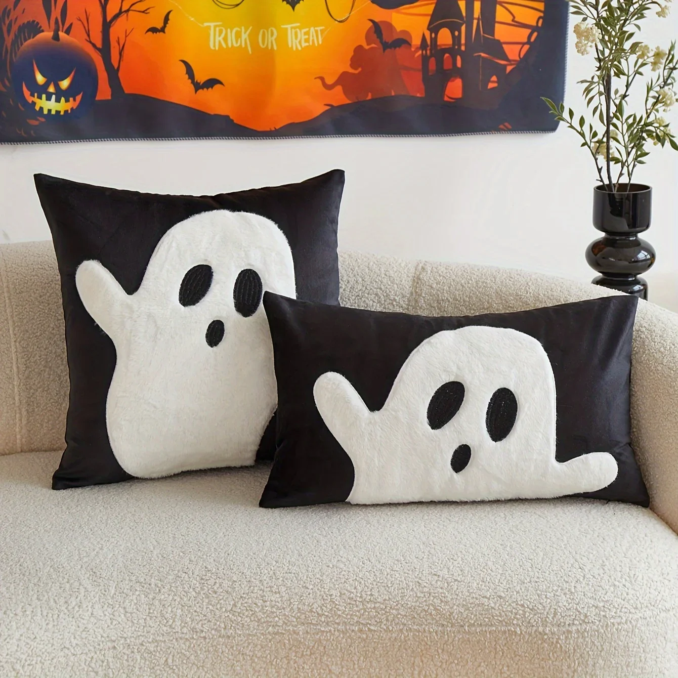 Halloween Ghost Embroidery Pillow Cover - Image 5