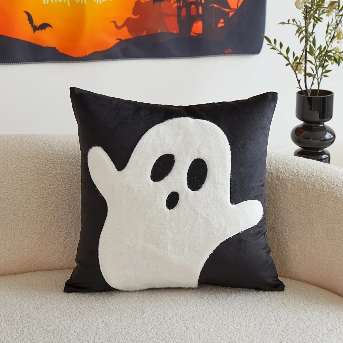 Halloween Ghost Embroidery Pillow Cover - Image 7