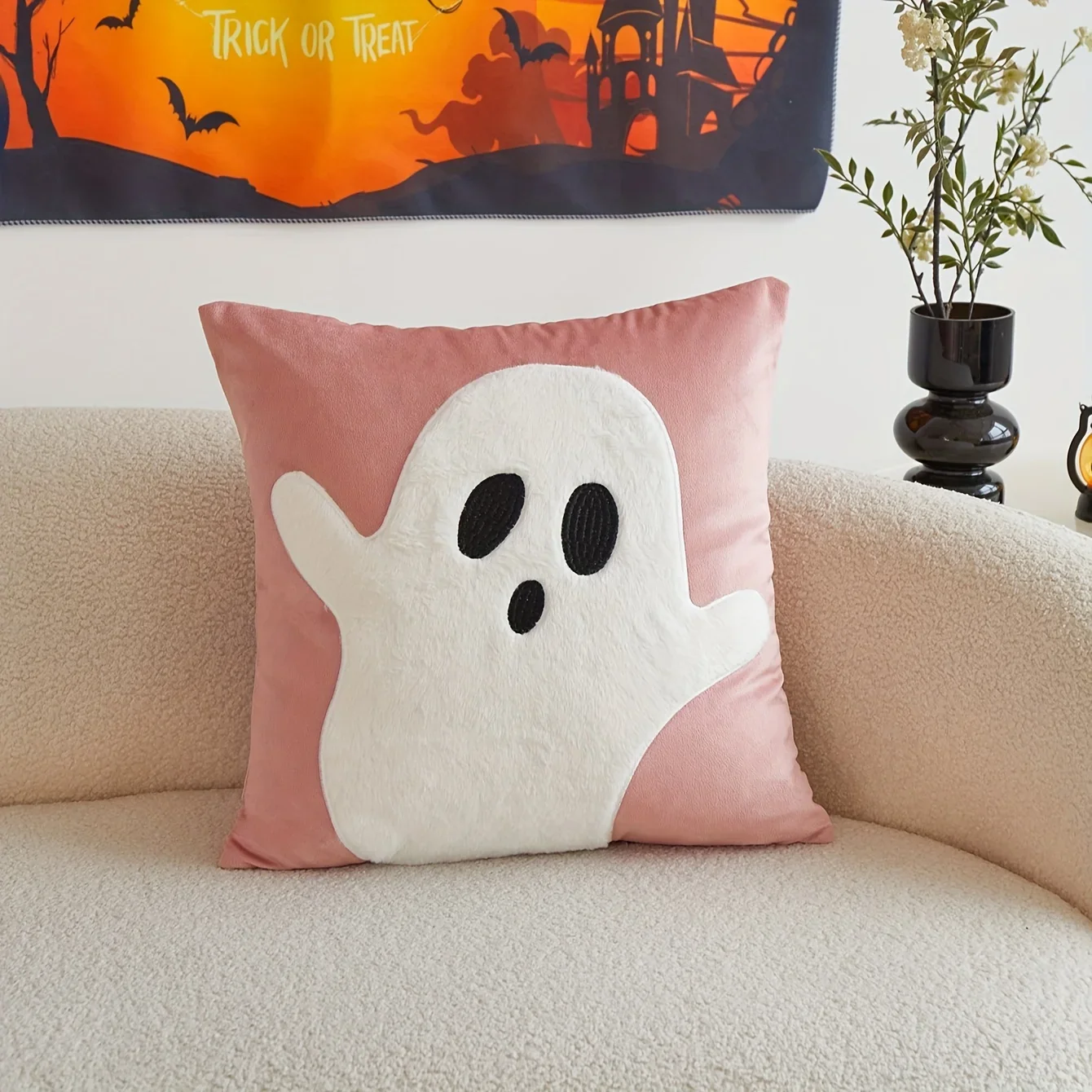 Halloween Ghost Embroidery Pillow Cover - Image 9