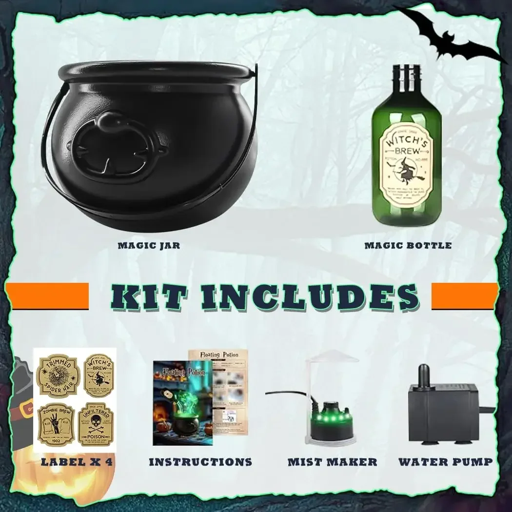 Halloween WitchCauldron with LED Light & Fog Mist - Image 10