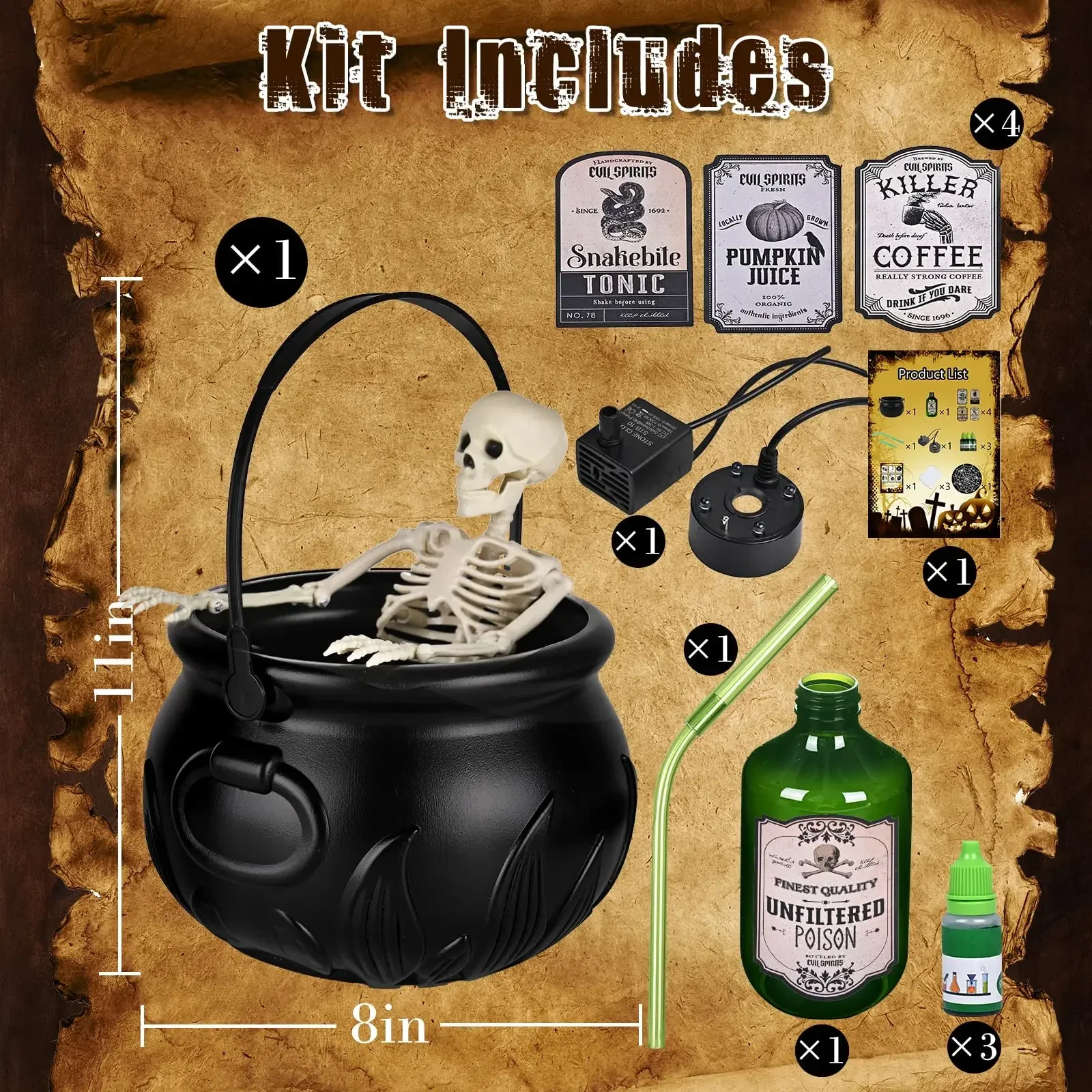 Halloween WitchCauldron with LED Light & Fog Mist - Image 5