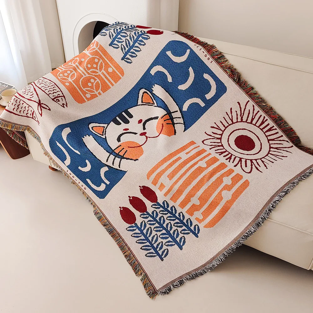 Lucky cat sofa blanket tapestry