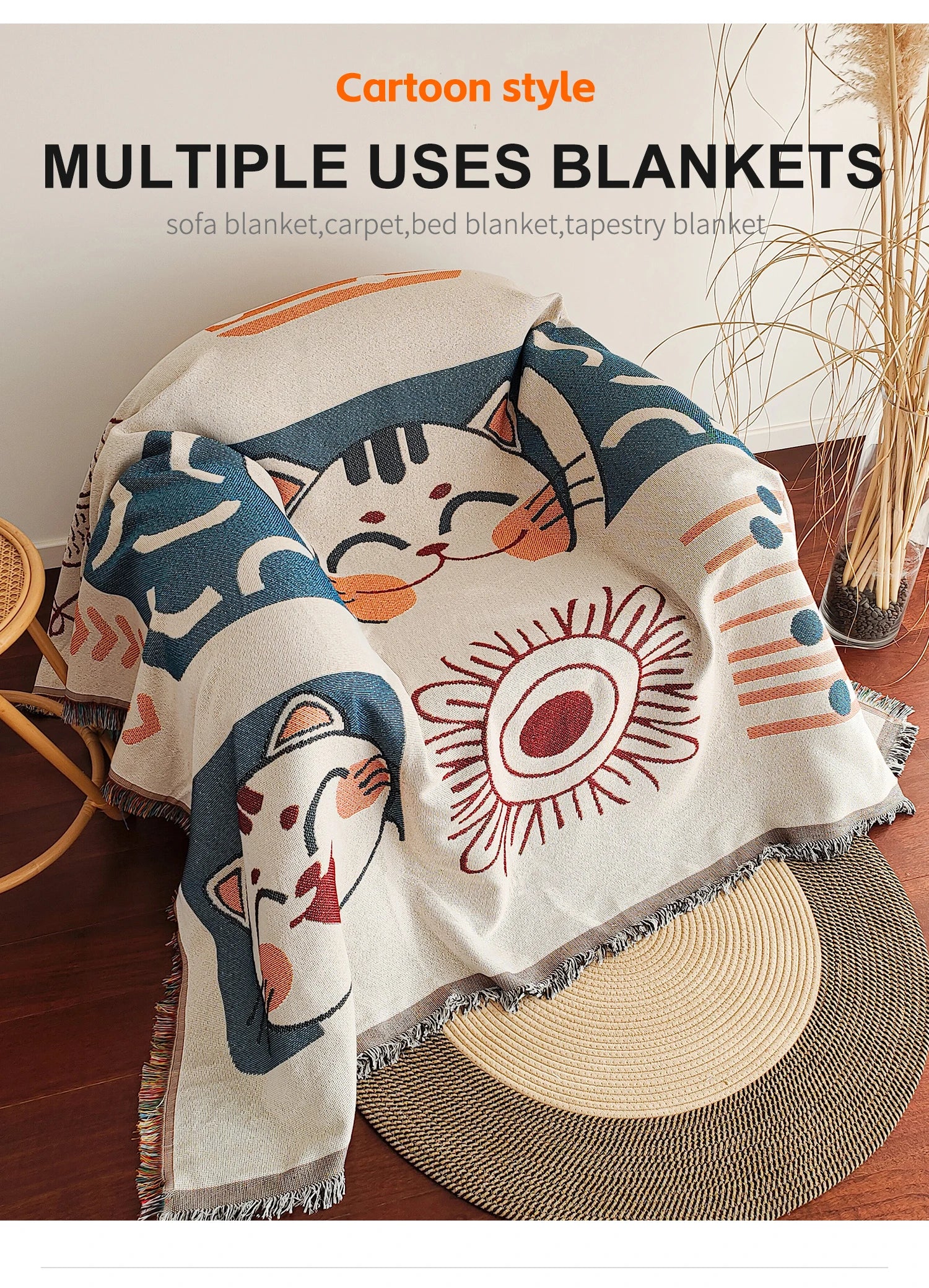 Lucky cat sofa blanket tapestry - Image 7