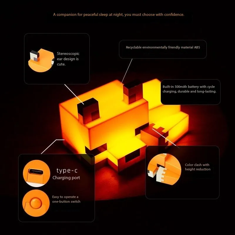 Minecraft Cute Fox Night Light Lamp - Image 3