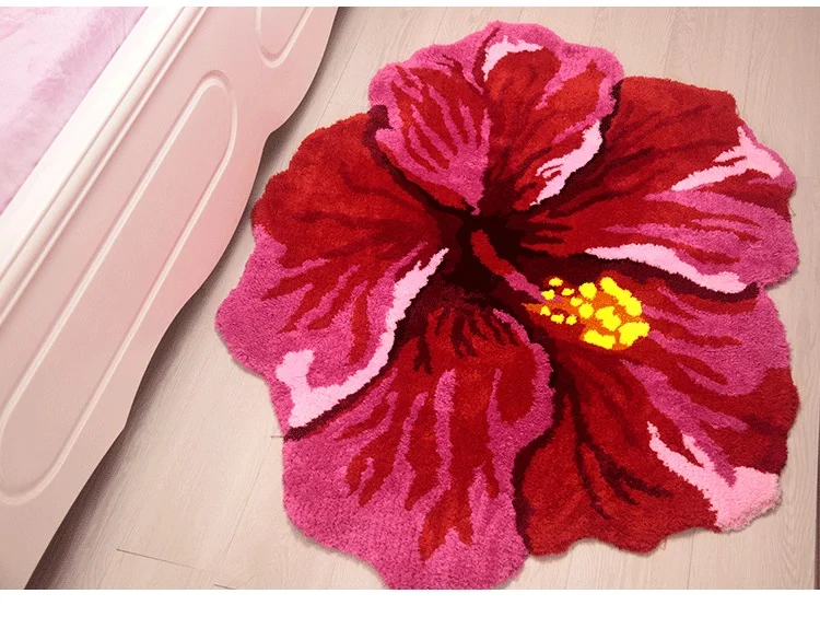 Red Hibiscus Flower Rug - Image 10