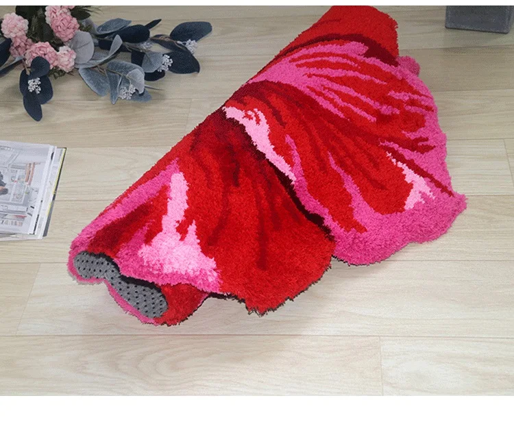 Red Hibiscus Flower Rug - Image 11