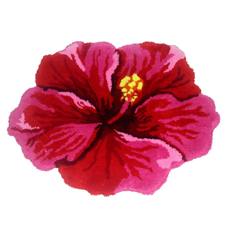 Red Hibiscus Flower Rug - Image 12