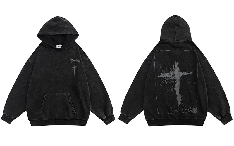 Vintage Cross Washed Hoodie - Image 3
